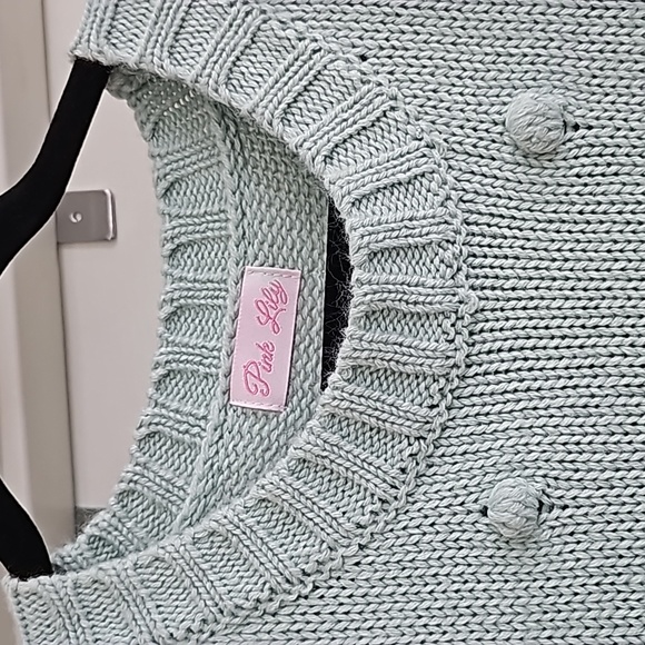 Pink Lily Sage Green Sweater - Picture 3 of 4